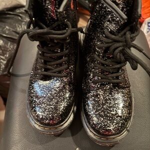 Dr. Martens Black Glitter Kids Boots